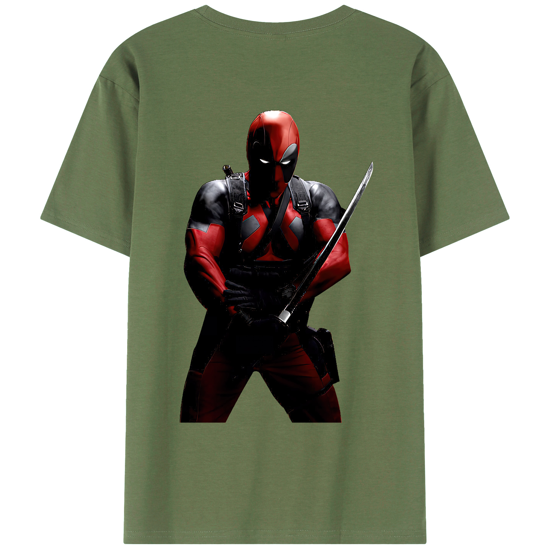 （画像用） Deadpool デッドプール 綿100％ メンズ半袖Tシャツ（バックプリント） 通気性